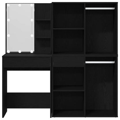 LED Schminktisch Schwarze Eiche 140 x 40 x 140 cm Holzwerkstoff