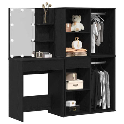 LED Schminktisch Schwarze Eiche 140 x 40 x 140 cm Holzwerkstoff