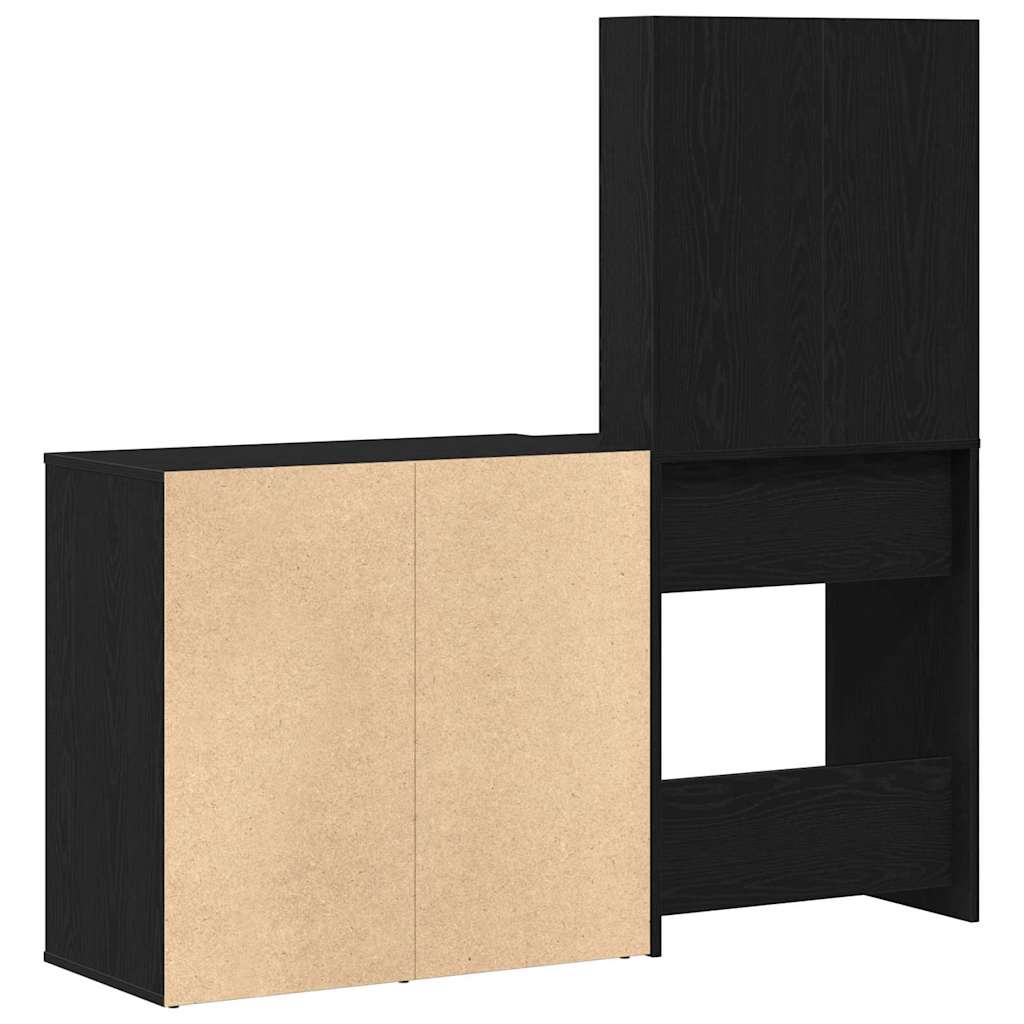 LED Schminktisch Schwarze Eiche 140 x 40 x 140 cm Holzwerkstoff