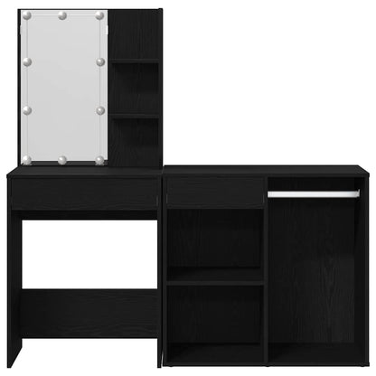 LED Schminktisch Schwarze Eiche 140 x 40 x 140 cm Holzwerkstoff