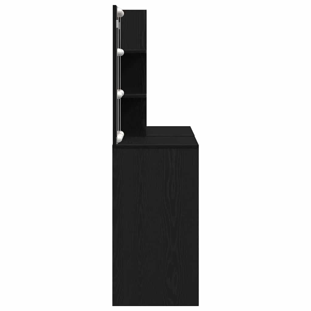 LED Schminktisch Schwarze Eiche 140 x 40 x 140 cm Holzwerkstoff