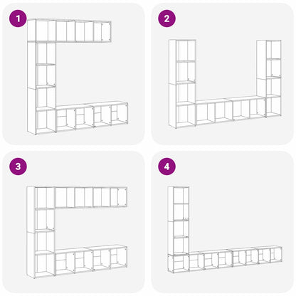 Bücherregal 3 pcs Schwarze Eiche 36 x 30 x 143 cm Holzwerkstoff