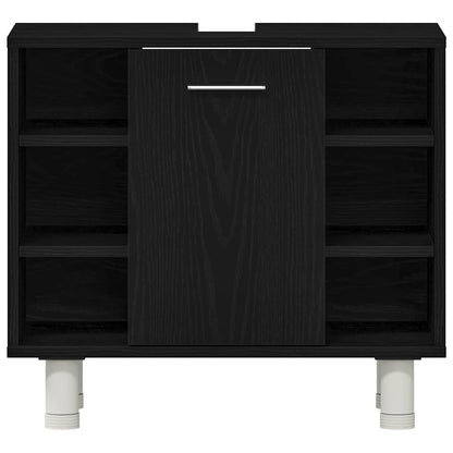 Badezimmermöbel Set mit Regal 3 pcs Schwarz 30 x 30 x 99,5 cm