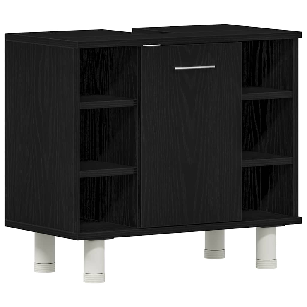 Badezimmermöbel Set mit Regal 3 pcs Schwarz 30 x 30 x 179,5 cm