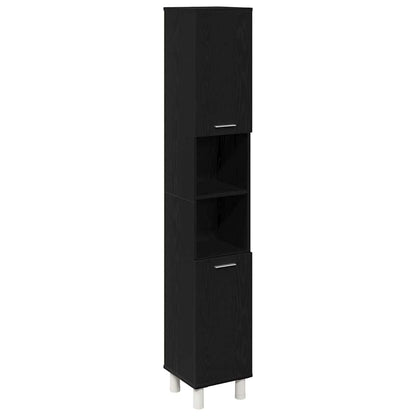 Badezimmermöbel Set mit Regal 3 pcs Schwarz 30 x 30 x 179,5 cm