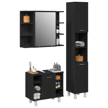 Badezimmermöbel Set mit Regal 3 pcs Schwarz 30 x 30 x 179,5 cm