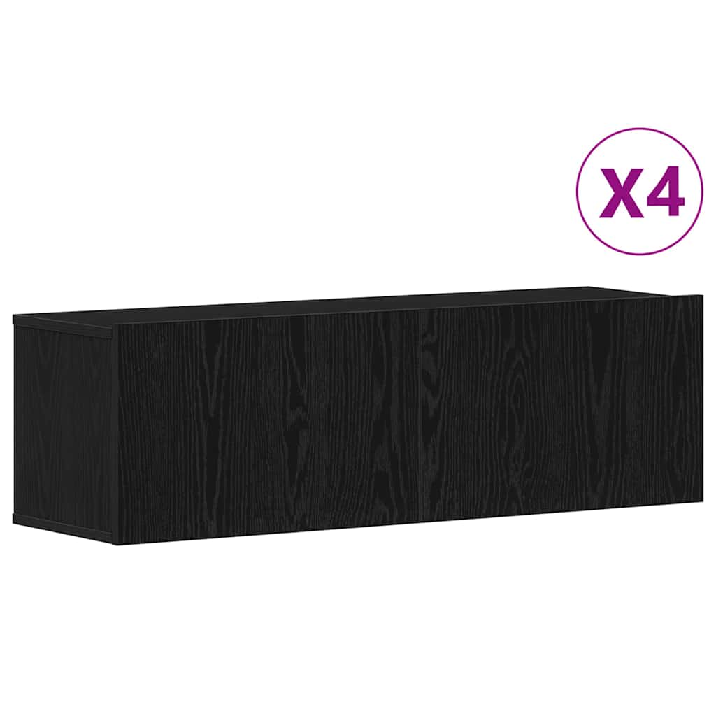 TV-Möbel-Set Wandmontiert 4 pcs Schwarze Eiche 100 x 30 x 30 cm