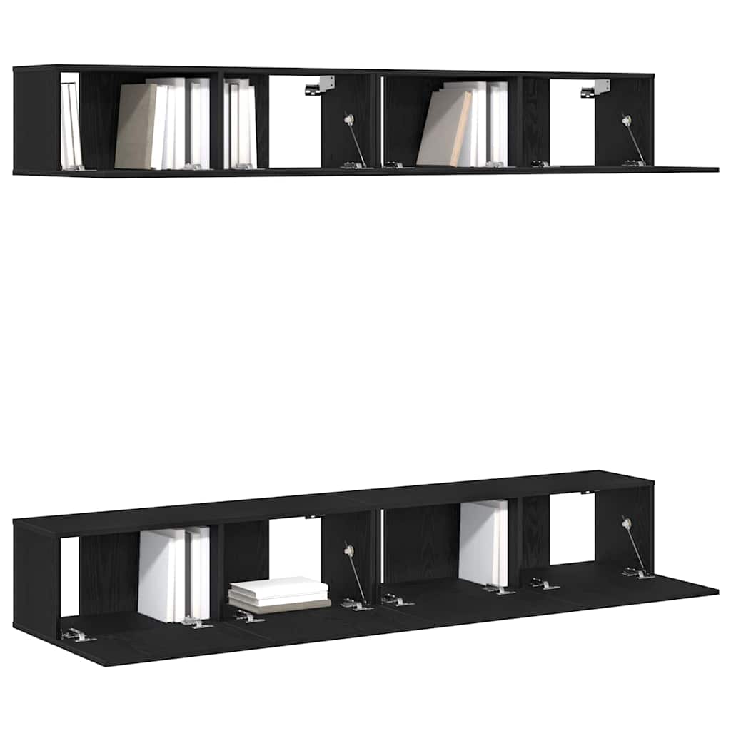TV-Möbel-Set Wandmontiert 4 pcs Schwarze Eiche 100 x 30 x 30 cm