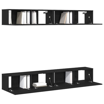 TV-Möbel-Set Wandmontiert 4 pcs Schwarze Eiche 100 x 30 x 30 cm