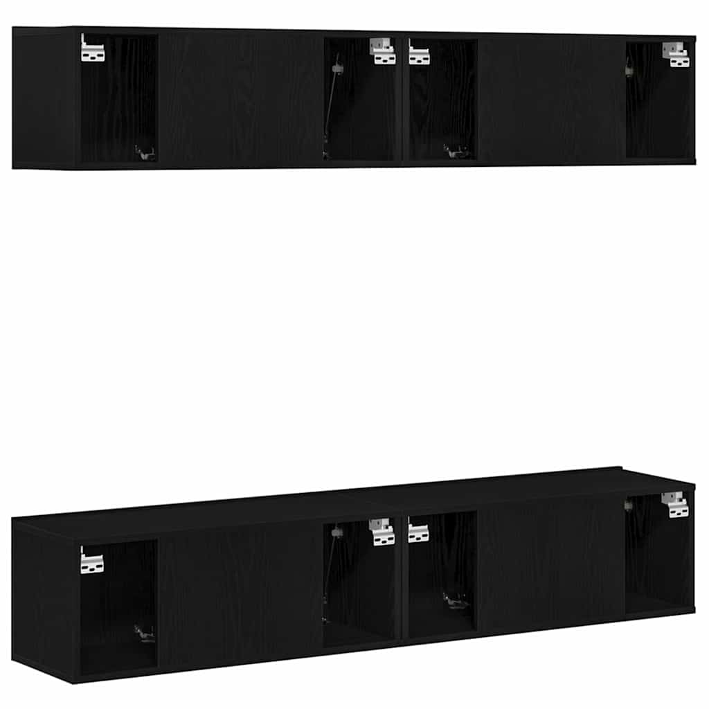 TV-Möbel-Set 4 pcs Schwarze Eiche 80 x 30 x 30 cm Holzwerkstoff