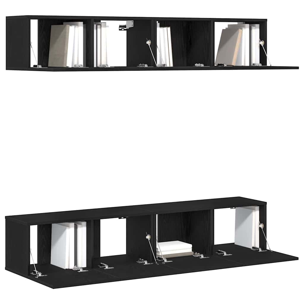 TV-Möbel-Set 4 pcs Schwarze Eiche 80 x 30 x 30 cm Holzwerkstoff