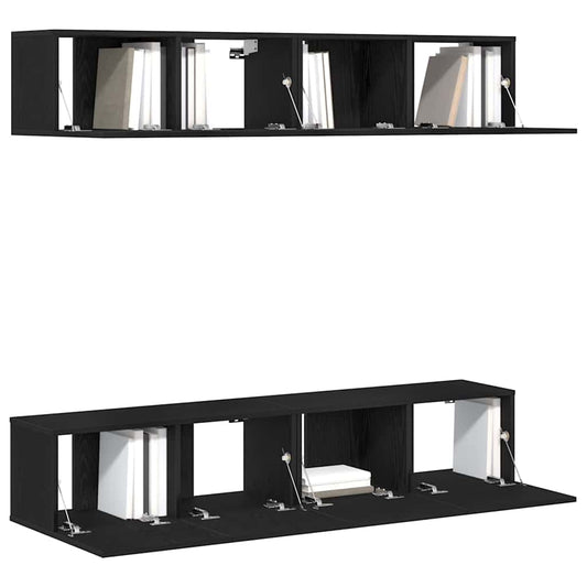 TV-Möbel-Set 4 pcs Schwarze Eiche 80 x 30 x 30 cm Holzwerkstoff