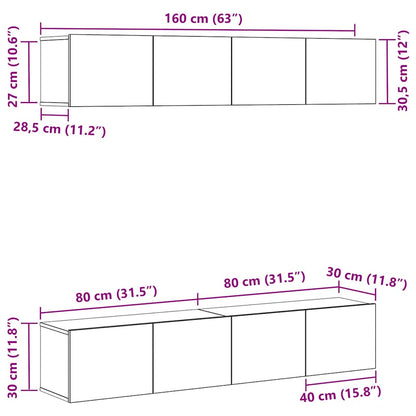 TV-Möbel-Set 4 pcs Schwarze Eiche 80 x 30 x 30 cm Holzwerkstoff