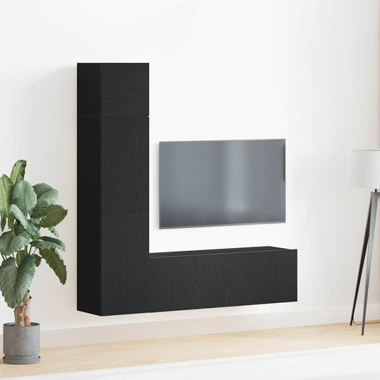 TV-Möbel-Set 4 pcs Schwarze Eiche 130,5 x 30 x 140 cm