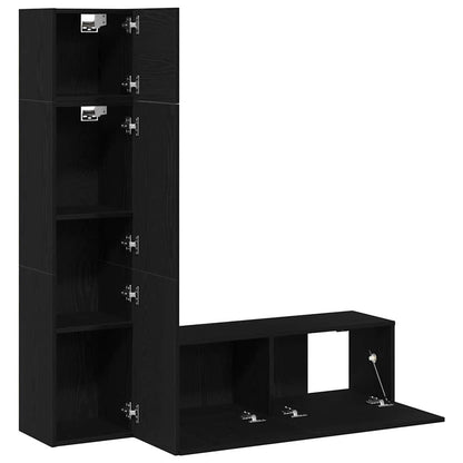 TV-Möbel-Set 4 pcs Schwarze Eiche 130,5 x 30 x 140 cm