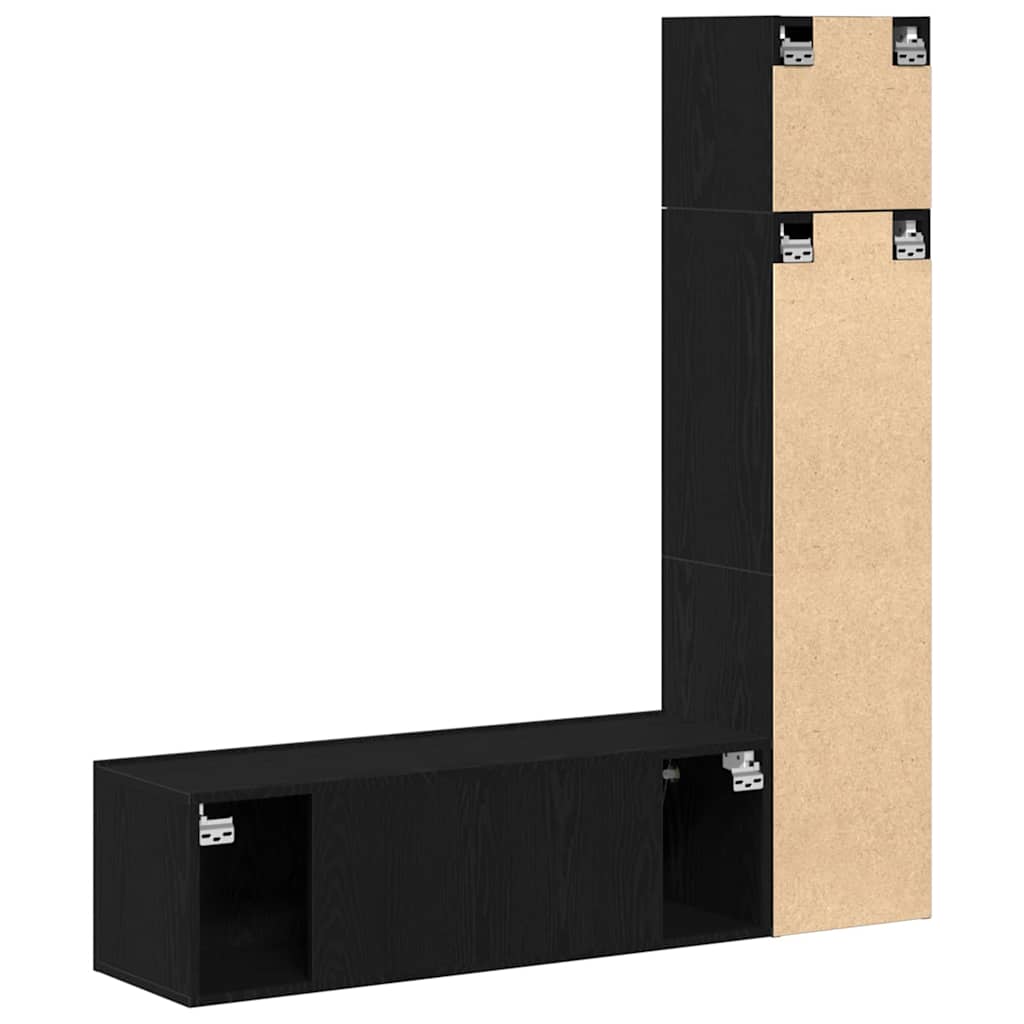 TV-Möbel-Set 4 pcs Schwarze Eiche 130,5 x 30 x 140 cm