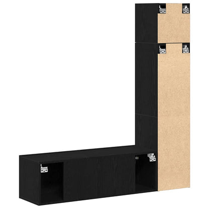TV-Möbel-Set 4 pcs Schwarze Eiche 130,5 x 30 x 140 cm
