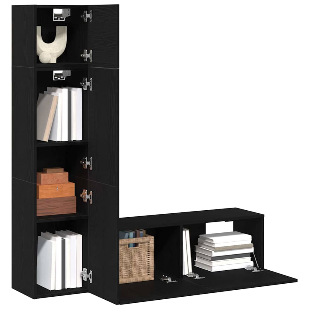 TV-Möbel-Set 4 pcs Schwarze Eiche 130,5 x 30 x 140 cm