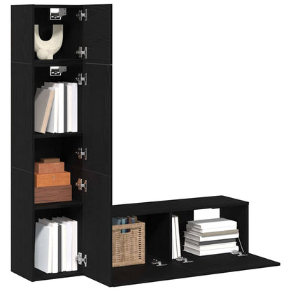 TV-Möbel-Set 4 pcs Schwarze Eiche 130,5 x 30 x 140 cm