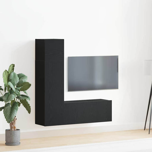 TV-Möbel-Set 3 pcs Schwarze Eiche 130,5 x 30 x 140 cm