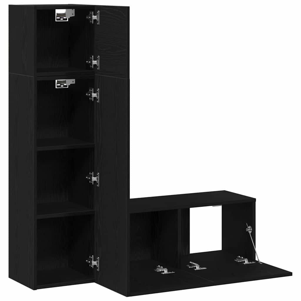 TV-Möbel-Set 3 pcs Schwarze Eiche 130,5 x 30 x 140 cm