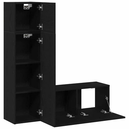 TV-Möbel-Set 3 pcs Schwarze Eiche 130,5 x 30 x 140 cm