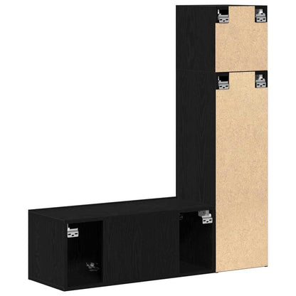 TV-Möbel-Set 3 pcs Schwarze Eiche 130,5 x 30 x 140 cm