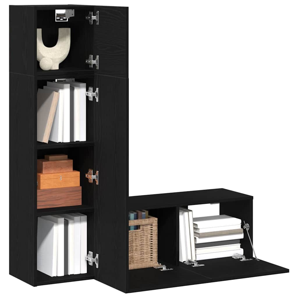 TV-Möbel-Set 3 pcs Schwarze Eiche 130,5 x 30 x 140 cm