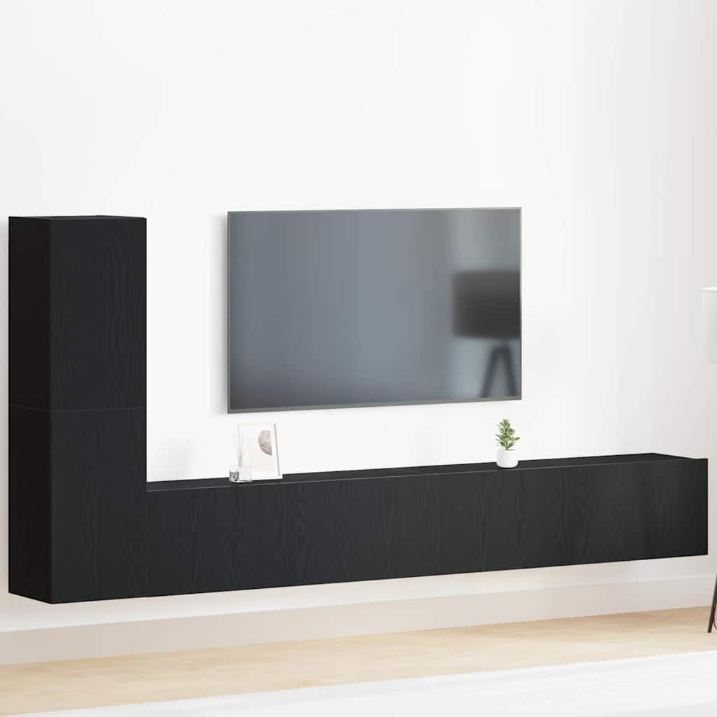 TV-Möbel-Set Wandmontiert 3 pcs Schwarze Eiche 100 x 30 x 30 cm