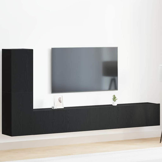 TV-Möbel-Set Wandmontiert 3 pcs Schwarze Eiche 100 x 30 x 30 cm
