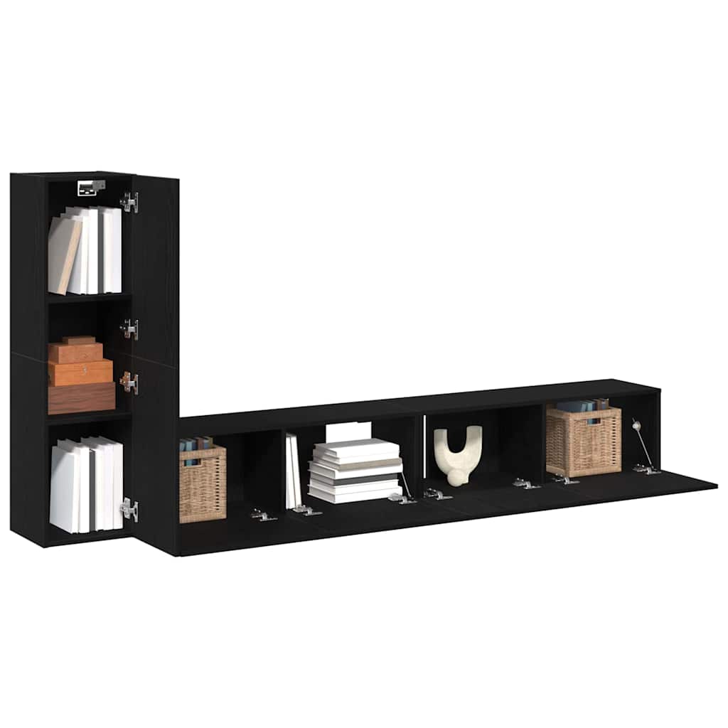 TV-Möbel-Set Wandmontiert 3 pcs Schwarze Eiche 100 x 30 x 30 cm