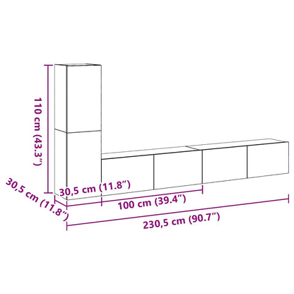 TV-Möbel-Set Wandmontiert 3 pcs Schwarze Eiche 100 x 30 x 30 cm