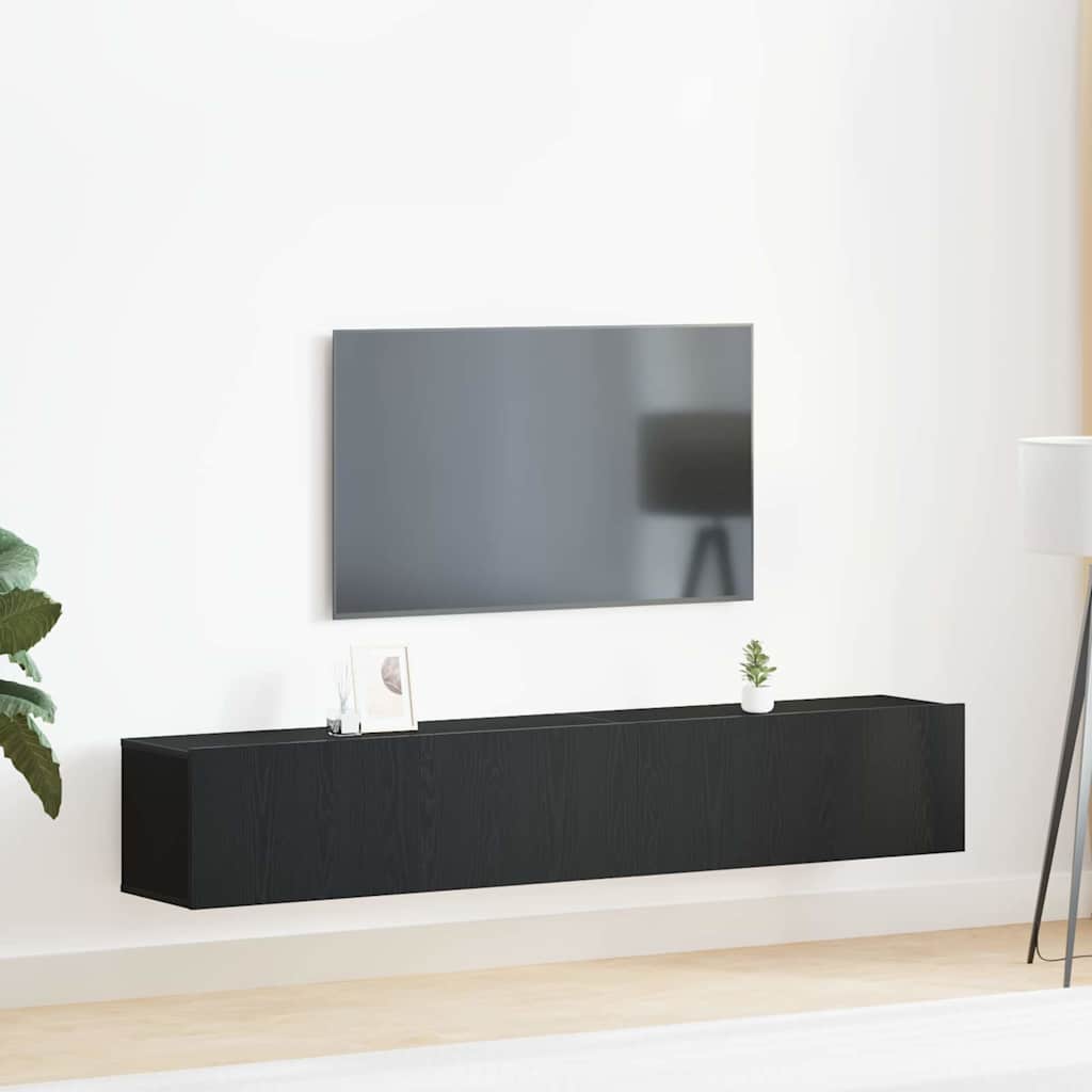 TV-Möbel-Set Wandmontiert 2 pcs Schwarze Eiche 100 x 30 x 30 cm