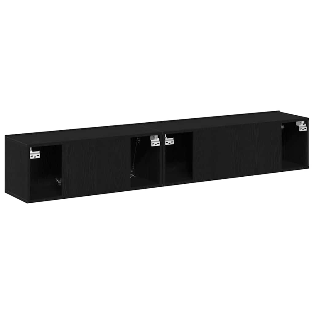 TV-Möbel-Set Wandmontiert 2 pcs Schwarze Eiche 100 x 30 x 30 cm