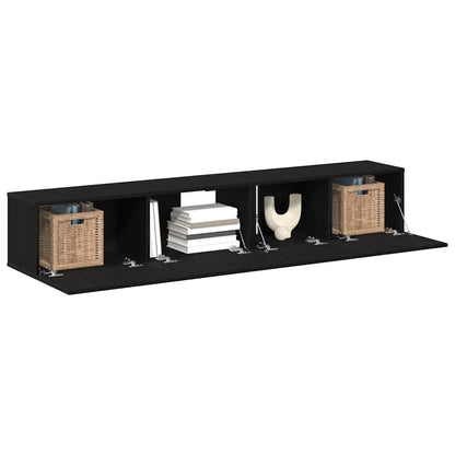 TV-Möbel-Set Wandmontiert 2 pcs Schwarze Eiche 100 x 30 x 30 cm