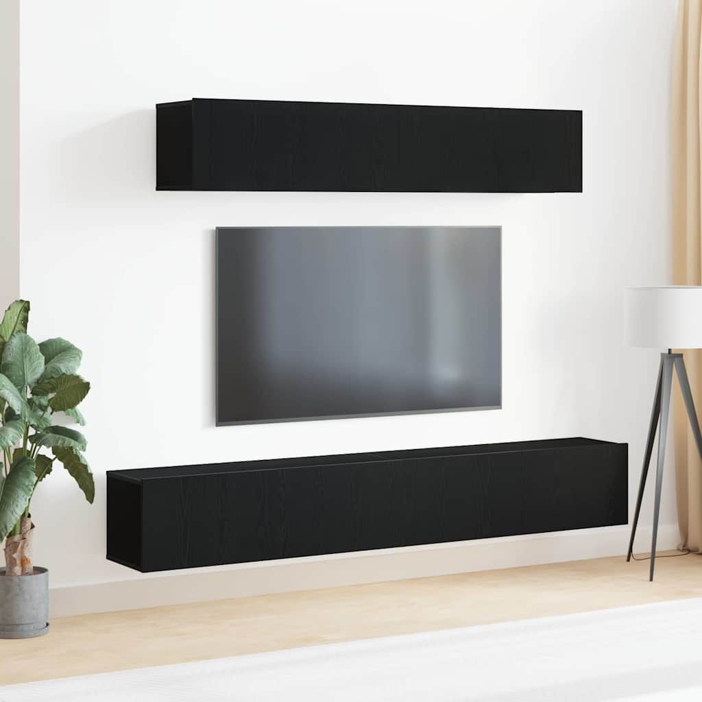 TV-Möbel-Set Wandmontiert 4 pcs Schwarze Eiche 100 x 30 x 30 cm