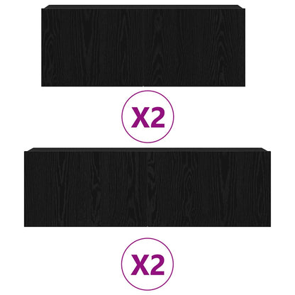 TV-Möbel-Set Wandmontiert 4 pcs Schwarze Eiche 100 x 30 x 30 cm