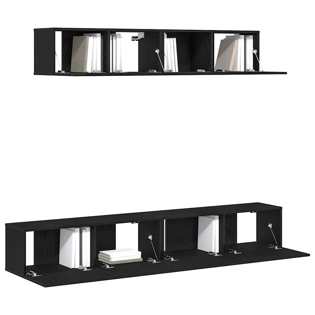 TV-Möbel-Set Wandmontiert 4 pcs Schwarze Eiche 100 x 30 x 30 cm