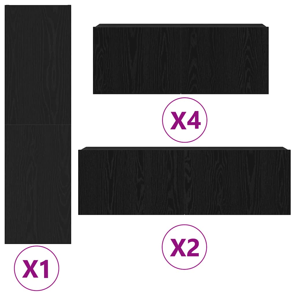 TV-Möbel-Set 9 pcs Schwarze Eiche 30,5 x 30 x 110 cm