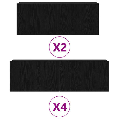 TV-Möbel-Set Wandmontiert 6 pcs Schwarze Eiche 100 x 30 x 30 cm