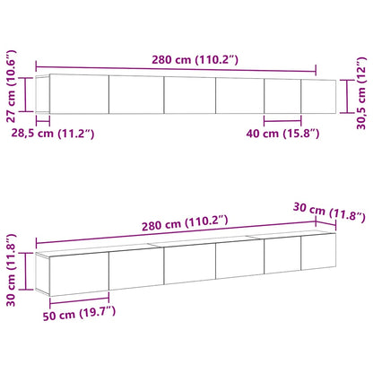 TV-Möbel-Set Wandmontiert 6 pcs Schwarze Eiche 100 x 30 x 30 cm