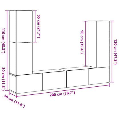 TV-Möbel-Set 6 pcs Schwarze Eiche 30,5 x 30 x 110 cm