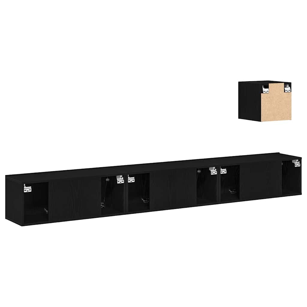 TV-Möbel-Set 4 pcs Schwarze Eiche 80 x 30 x 30 cm Holzwerkstoff
