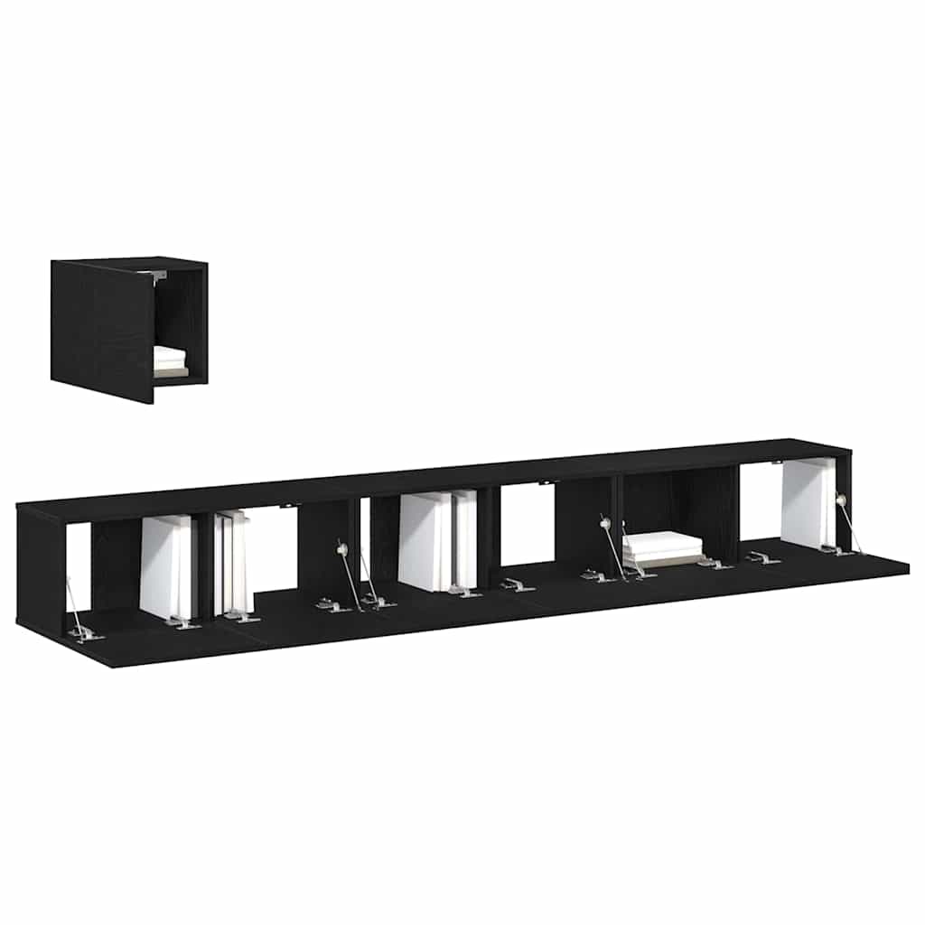 TV-Möbel-Set 4 pcs Schwarze Eiche 80 x 30 x 30 cm Holzwerkstoff