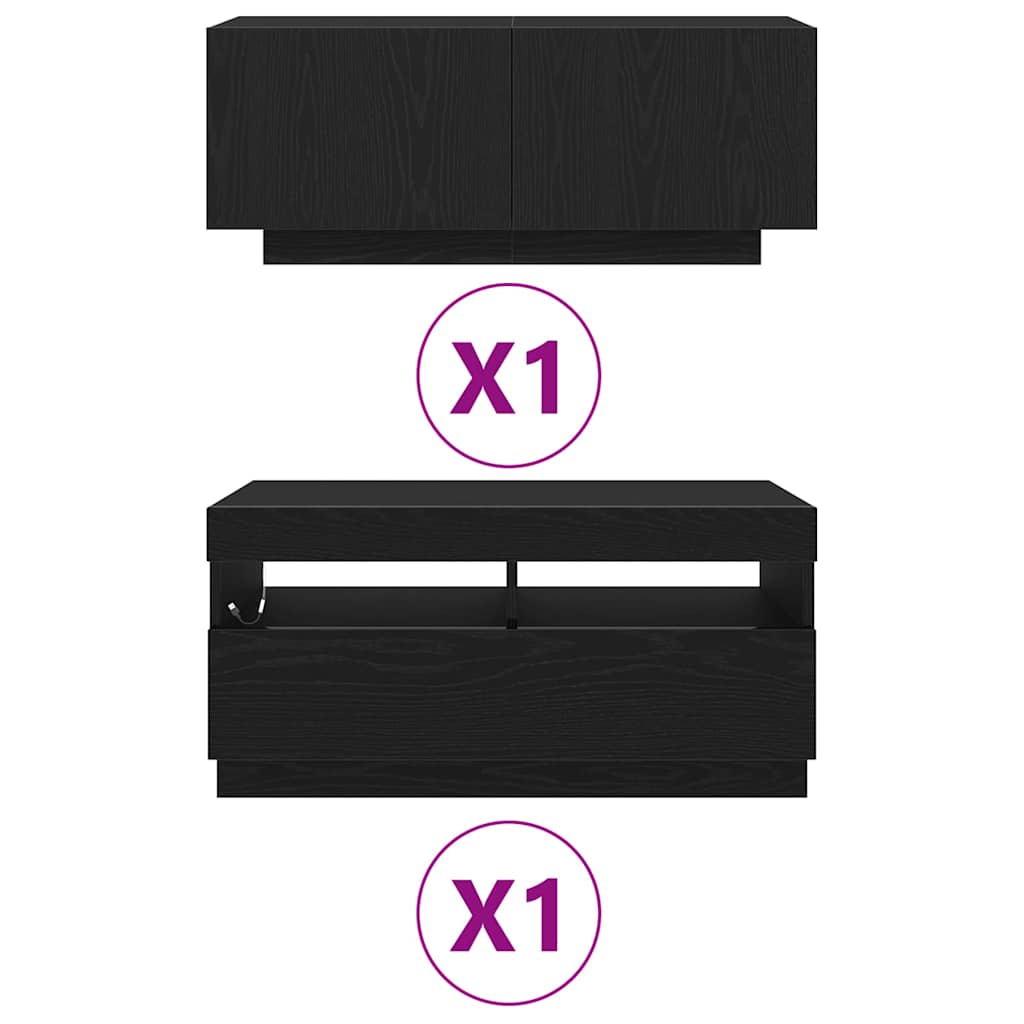 TV-Schränk 2 pcs Schwarz 180 x 35 x 40 cm Holzwerkstoff