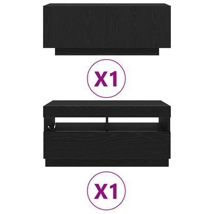 TV-Schränk 2 pcs Schwarz 180 x 35 x 40 cm Holzwerkstoff