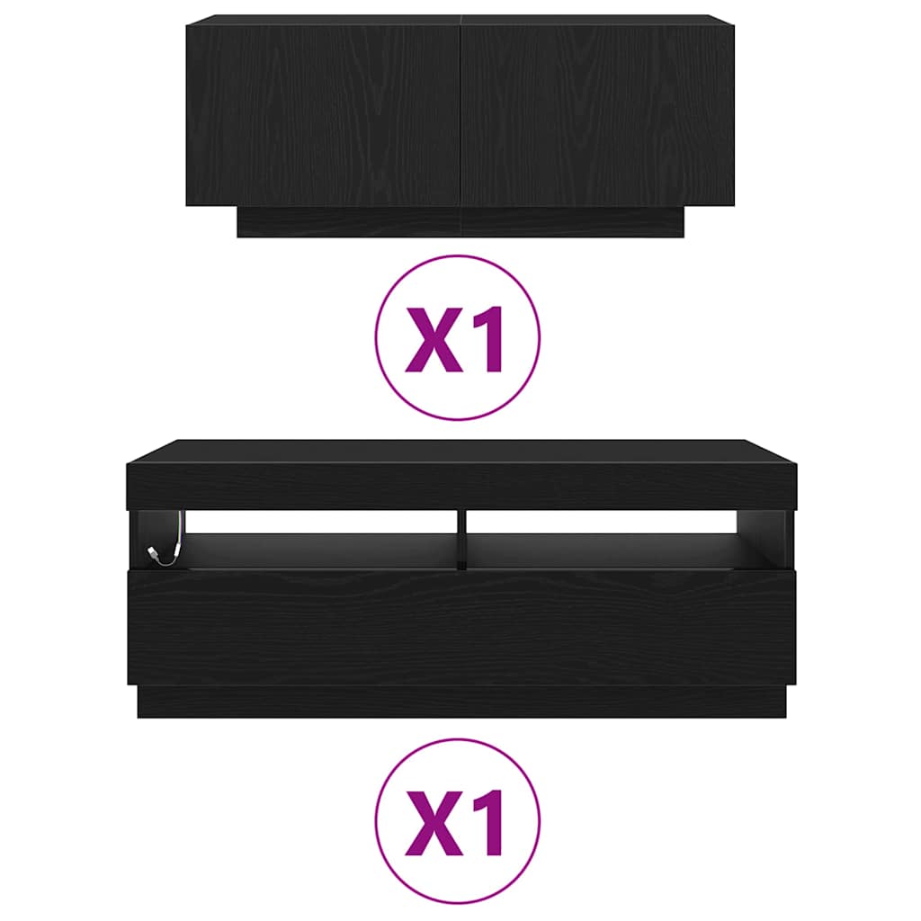 TV-Schränk 2 pcs Schwarz 200 x 35 x 40 cm Holzwerkstoff