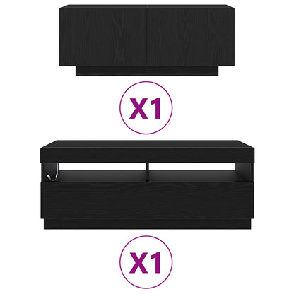 TV-Schränk 2 pcs Schwarz 200 x 35 x 40 cm Holzwerkstoff