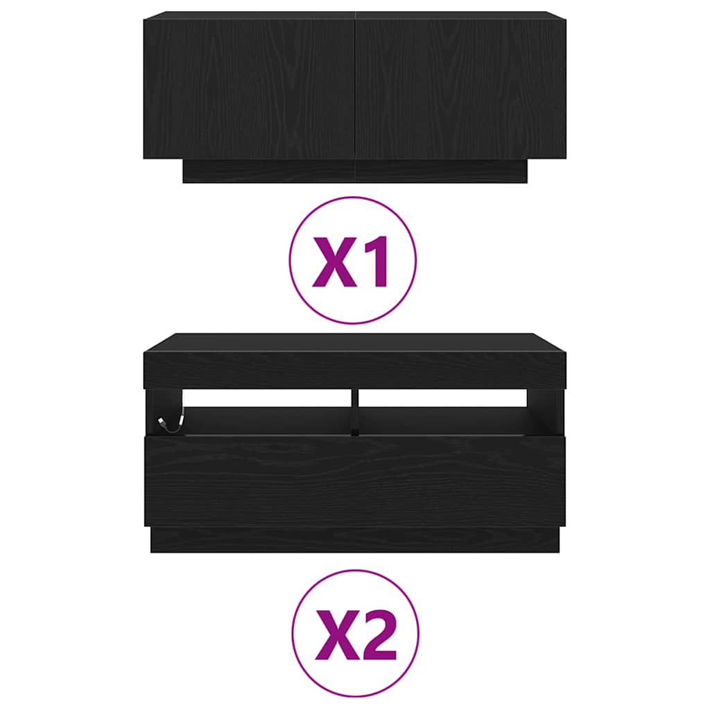 TV-Schränk 3 pcs Schwarz 260 x 35 x 40 cm Holzwerkstoff