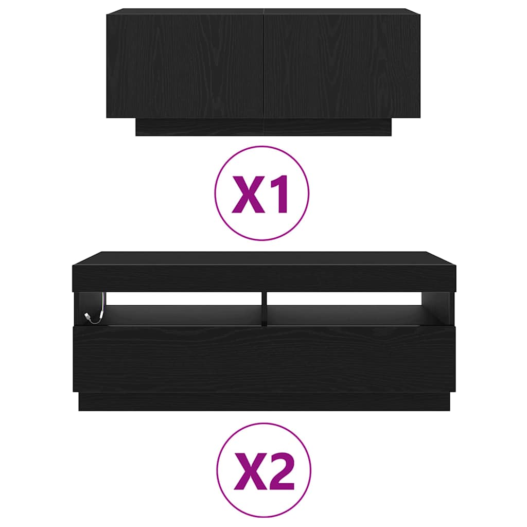 TV-Schränk 3 pcs Schwarz 300 x 35 x 40 cm Holzwerkstoff